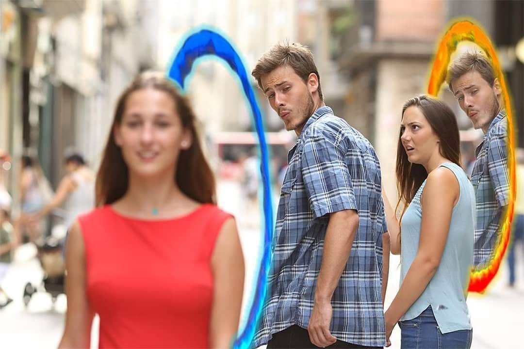 This meme is a play on the classic "distracted boyfriend" image, but with a twist. In the original image, a man is looking at another woman while his girlfriend or wife looks on in shock or anger. In this meme, the man is looking at a picture of a cat, and the text "I can explain" is written above the image. The meme is likely used to express a sense of innocence or to deflect blame for one's actions.